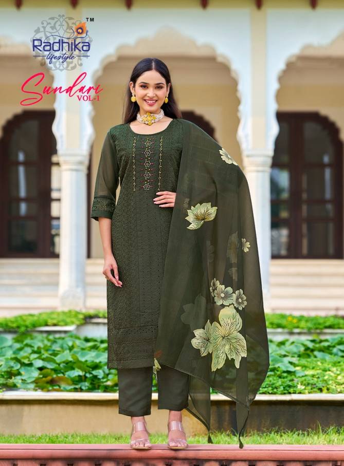 Sundari Vol 1 By Radhika Organza Kurti With Bottom Dupatta Wholesale Price In Surat
